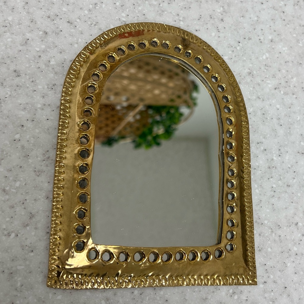 Lux B Pampas Handheld Gold Mirror